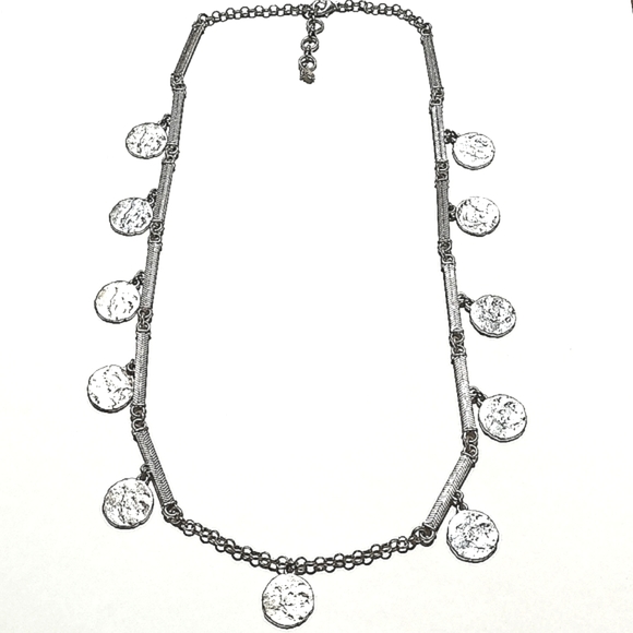 LUCKY BRAND SILVER-TONE HAMMERED DISC 32" NECKLACE - Picture 1 of 8